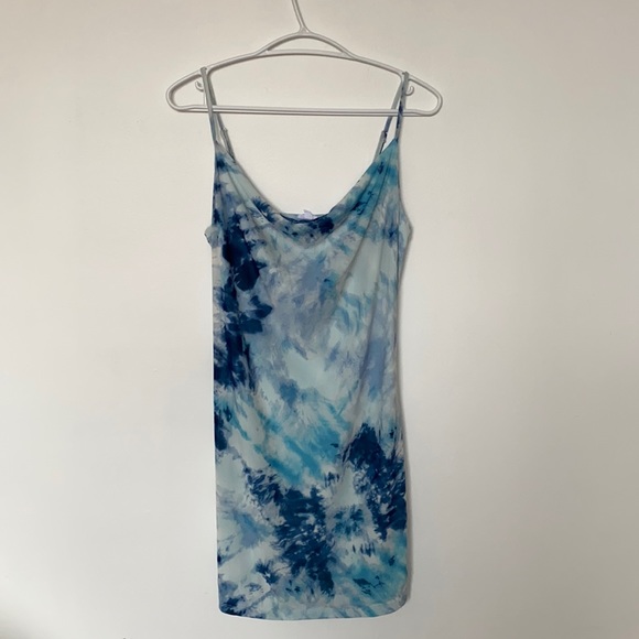 Blue Tie Dye Mini Summer Dress